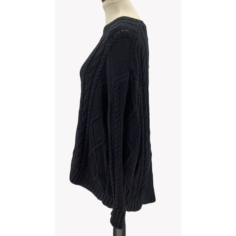 Show Me Your Mumu Black Cable Knit Day-To-Day Sweater L Womens Pullover Size L - Picture 3 of 7